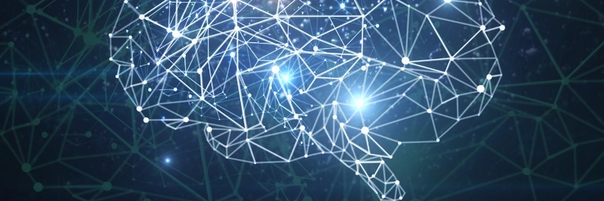 Graphic of a brain made up of tech or computing connections