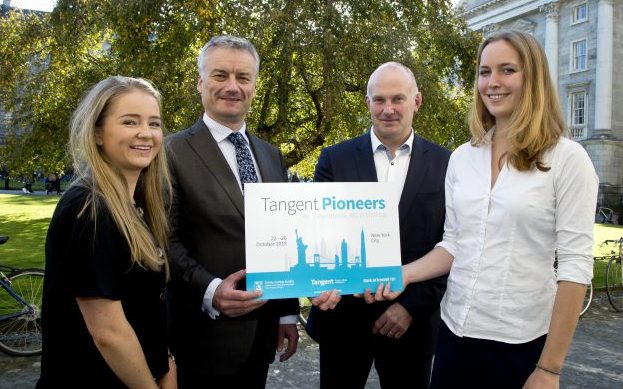 Left to right are: Ciara Hennessy (Greener Globe), Dr Patrick Prendergast (Provost of Trinity College Dublin), Michael McLoughlin (Head of Business Banking, Dublin Central at Bank of Ireland), and Anika Riley (Work Smarter).