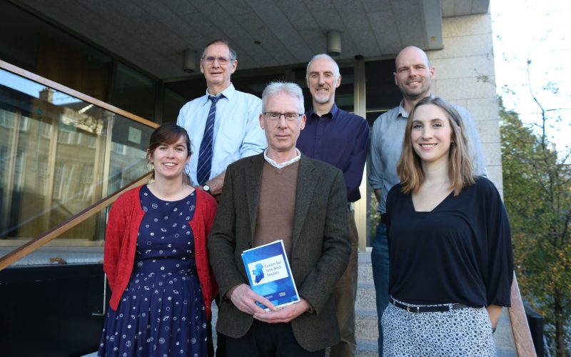 Clockwise from bottom-left, are: Dr Lara Cassidy, Professor Jim Mallory, Professor Dan Bradley, Dr Rowan McLaughlin, Dr Sarah Kerr and Dr Mark Hennessy.