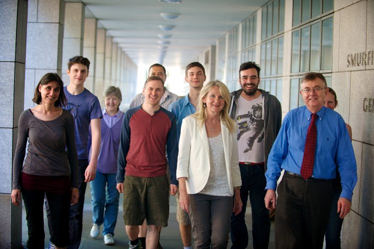 Professor Jane Farrar (fourth from right) stresses the importance of a team effort in leading to research success.