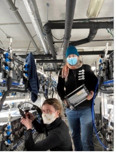 Winner in the STEM 2020 - a year like no other photo category was Katrin Schertenleib, for her photo of Research Assistant Tallulah Davey and Katrin, PhD Candidate, while taking photosynthesis measurements during a marine ecology climate change experiment in the QIMS Mesocosm Facility in the Discipline of Zoology.
