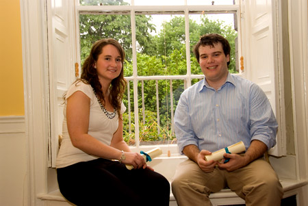 Emma clarke and simon masterson receive trinity student awards