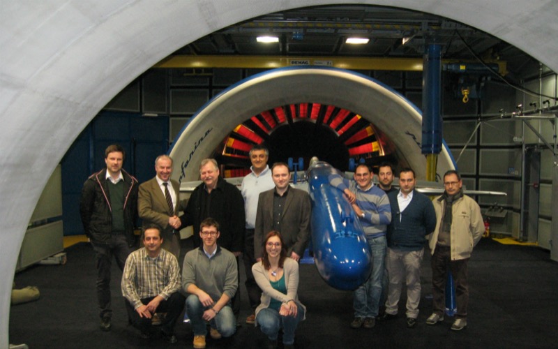 Dr Gareth J Bennett and the team take time out after testing their new design.