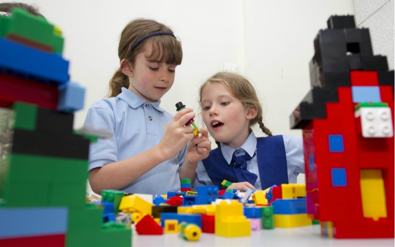 Children take part in the 'Lego Challenge', which is used by engineers to quickly build prototypes as they muse potential solutions to new problems.