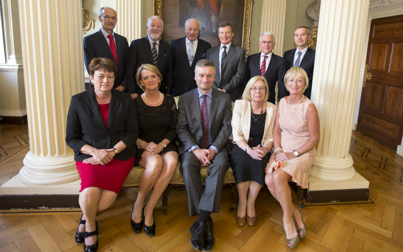Pictured: Provost Dr Patrick Prendergast with the Board members and staff of the Bone Marrow for Leukaemia Trust. Front row L-R: Sheila Sugrue, Maureen Sheridan, Trinity Provost Dr Patrick Prendergast, Dr Emer Lawlor; Kathryn Johnston. Back Row L-R: Eddie Fleming (Secretary), Professor Shaun McCann (Chair), Michael Cronin (Treasurer), Cedric Christie, Alan Tate, Professor Paul Browne.