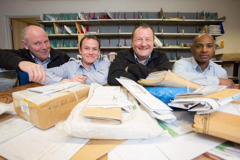 Peter Blanchfield, William Richardson, James Marrinan and Fernando Inniss - the Mail Room Team 