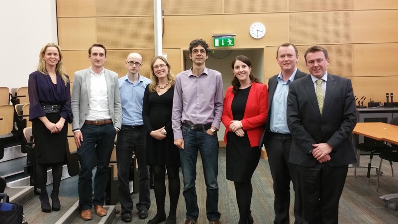From left to right: Award winners, Professor Triona Lally, Professor David Hoey and Dr Mark Ahearne of Trinity, with alumni Dr Niamh Nolan, Professor Damien Lacroix and Dr Laoise McNamara with TCBE Director, Professor Daniel Kelly and Professor Fergal O'Brien of the RCSI.