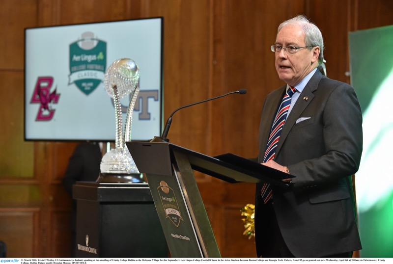 US Ambassador to Ireland, Kevin O'Malley opening the launch event.