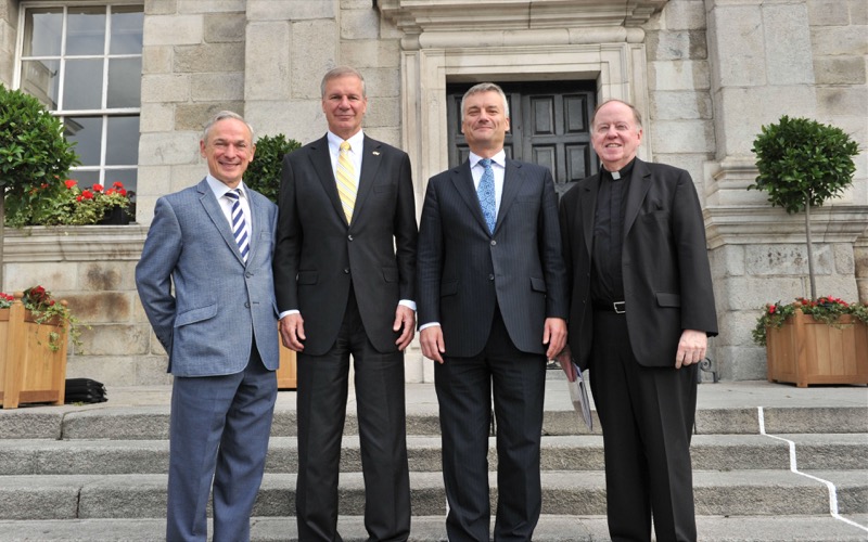 L-R: Minister for Education Richard Bruton, Dr G P ‘Bud’ Peterson, Dr Patrick Prendergast and Father William P Leahy  