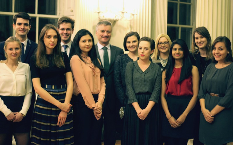 Provost, Dr Patrick Prendergast with eleven of Trinity’s Grattan Scholars