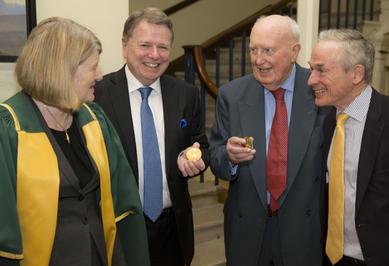 Prof Mary E. Daly, RIA President, Prof Fergus Shanahan, UCC, Prof Louis Cullen, Trinity and Richard Bruton TD, Minister for Education and Skills