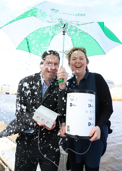 Jamie Cudden, Smart City Programme Manager, Dublin City Council with Professor Linda Doyle, Director of CONNECT, at the deployment of new Internet of Things rainfall sensors in Dublin.