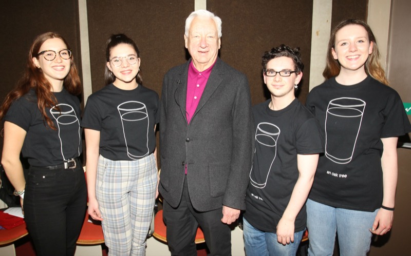 Pictured with Michael Craig-Martin were student volunteers from the Vis Arts Society