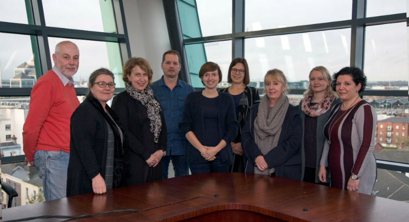 Pictured (L to R) at the launch of the STRENCO Erasmus+ Project - Dr Mark Monahan (Project Lead, TCD), Dr Angela Cotton (University of Salford), Dr Nina Kilkku (TAMK, Finland), Johan Mestdagh and Sien Seynhaeve (Vives University, Belgium), Katja Raitio (JAMK), Anne Kivimäki (TAMK, Finland), Dr Jean Morrissey (TCD), Dr Evanthia Sakellari (TEI-Athens).