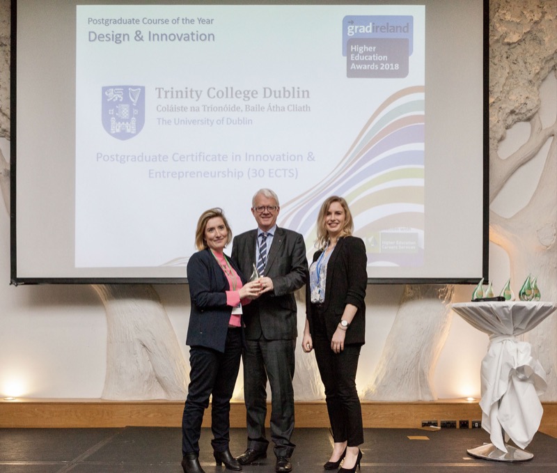 Business Development Manager, Trinity's Innovation & Entrepreneurship Hub, Ruth Kearney, collects the award.