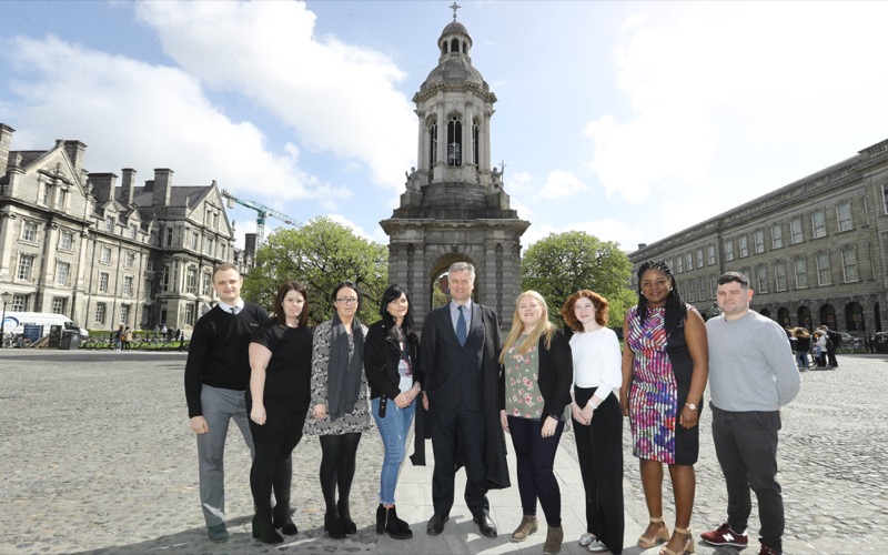 The eight successful applicants from Trinity with Provost, Dr Patrick Prendergast.