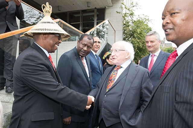 President Higgins meets the African ambassadors.