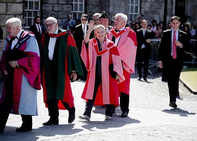Honorary degree candidates in procession on Front Square.