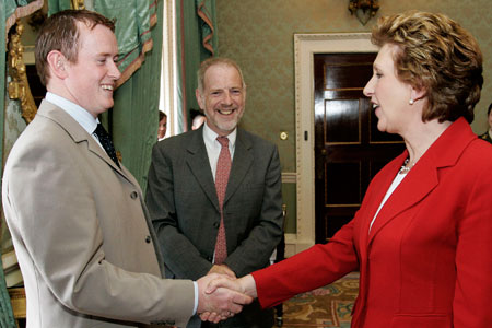 Dr daniel kelly, frank gannon, sfi and president mary mcalesse.