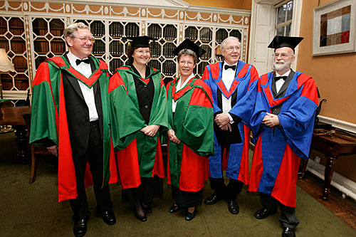 Honorary degree recipients david farrington, dame ann dowling, dame jocelyn bell burnell, sir david attenborough and terry pratchett.