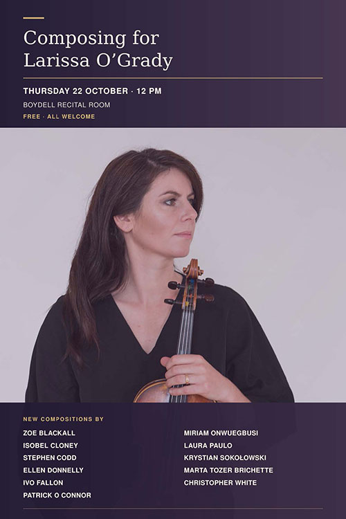 Composing for Larissa O'Grady Concert on 22 October 2026.