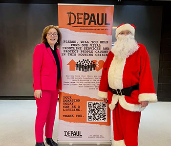 The Dean and Santa collecting for De Paul
