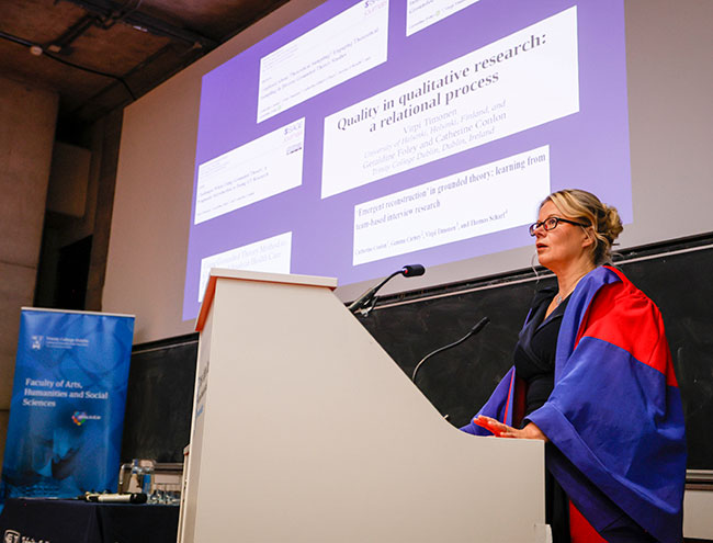 Professor Virpi Timonen at her Inaugural Lecture.