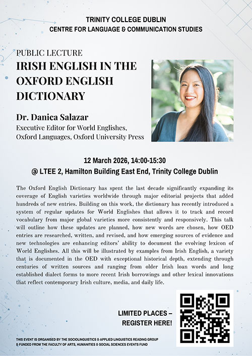 Irish English in the Oxford English Dictionary Lecture on 12 March 2026