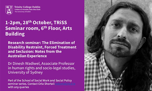 School of Social Work and Social Policy Research Seminar with Dinesh Wadiwel on 28 October 2026.