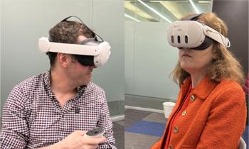 Dean Carmel O'Sullivan and EO Ciaran Treanor with AI XR Headsets.