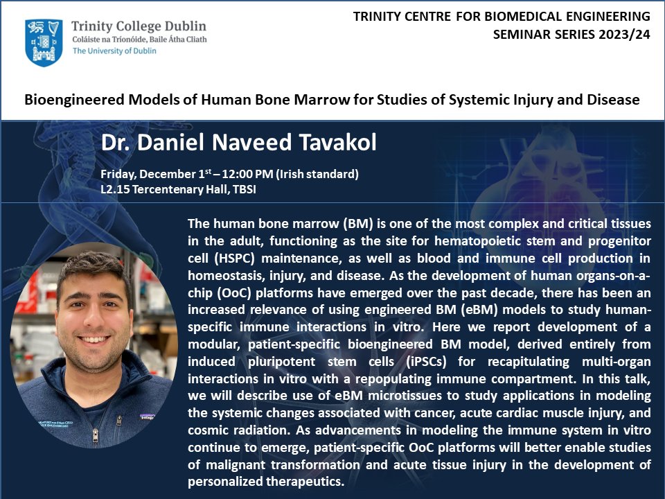 A poster with information about Daniel Tavokal's seminar
