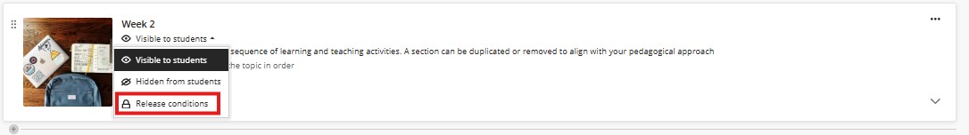 Release Conditions Main Menu