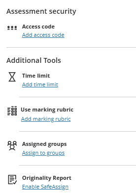 Blackboard Assignment Additional Items