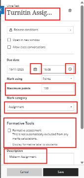 Edit Turnitin settings BB 2