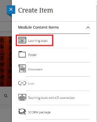Create Learning Topic
