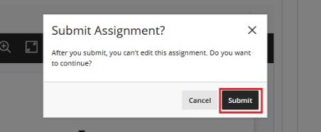 Click Submit for Blackboard Assignment
