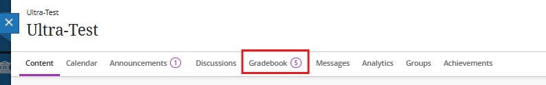 Gradebook top navigation