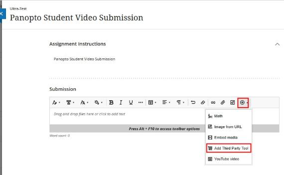 How to Open Panopto Video within Assignment