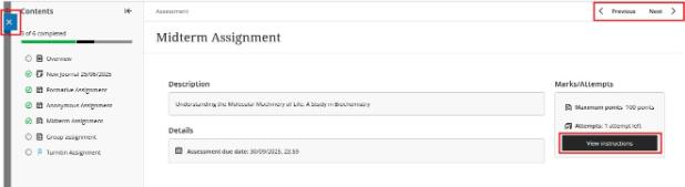 Viewing an Assignment in Learning Topic
