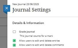 Journal Settings