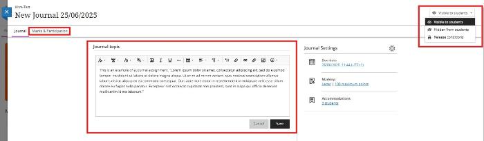 Journal Text Editor