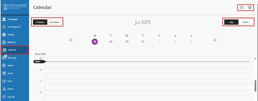 Blackboard Calendar
