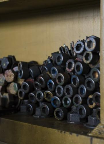 A stack of nuts and bolts