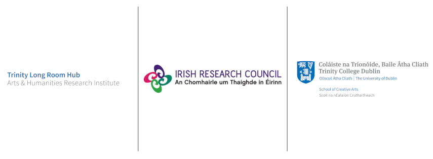 Logos of Irish Research Council, Trinity Long Room Hub Arts and Humanities Institute and School of Creative Arts