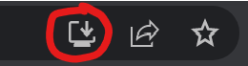 Buttons at the rightmost side of the URL bar for Chrome. The install app button on the leftmost side is circled in red.