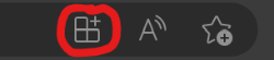 Buttons at the rightmost side of the URL bar for Edge. The install app button on the leftmost side is circled in red.