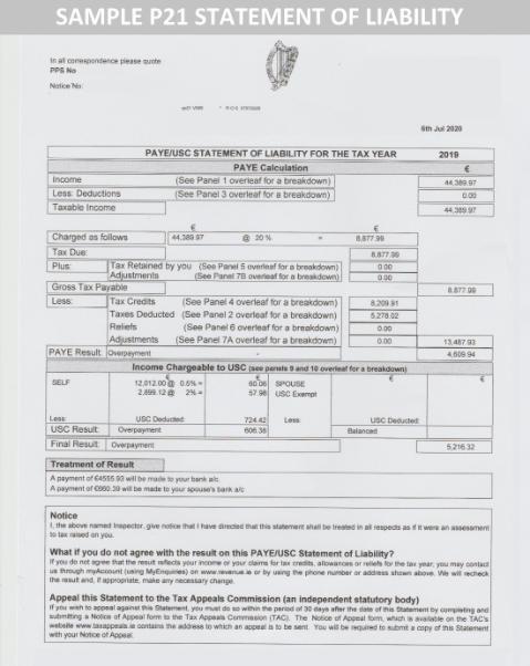Sample P21 Statement of Liability