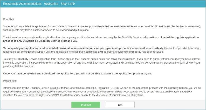 A screenshot of the third step for reasonable accommodations which explains that you have to provide evidence of your disability