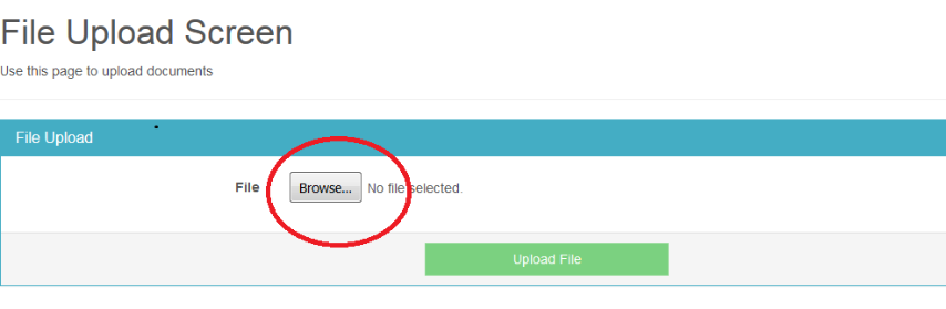 A screenshot of the ninth step involved in applying for reasonable accommodations. In the ninth step you have to upload your files by clicking on the 'browse' button, which is circled in red on the screenshot