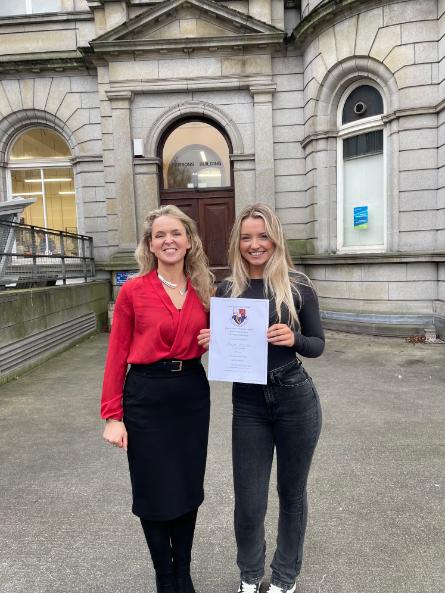 (L to R) Professor Tríona Lally, Jessica Bagnall (Early Researcher Award Winner)
